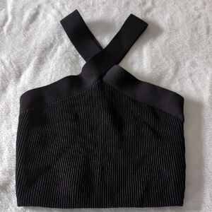 Quince Black Cross-Strap Crop Top